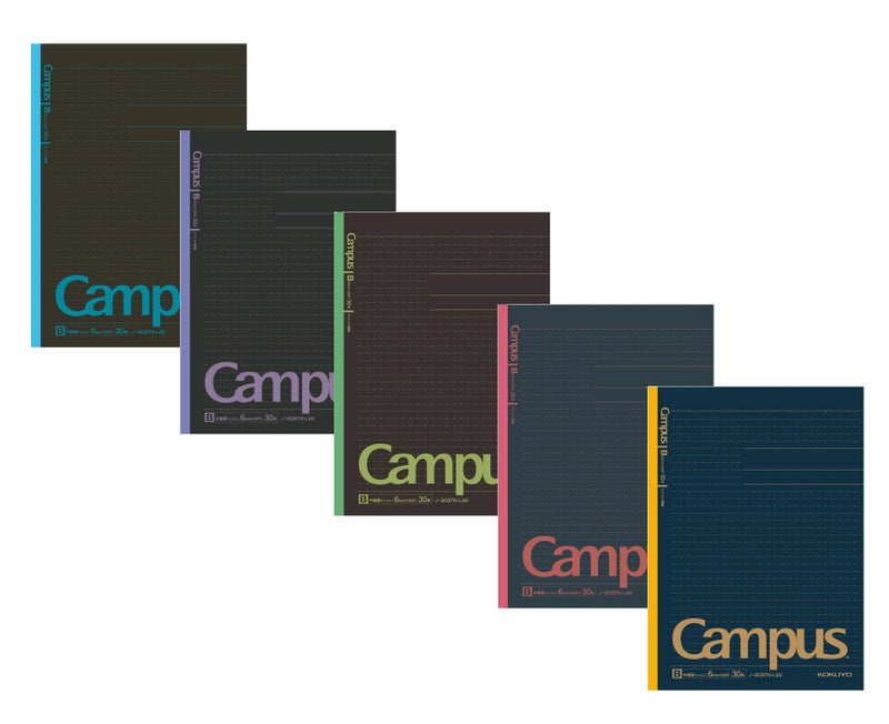 Kokuyo Campus Todai Series Pre-Dotted Notebook, Semi B5 Pre-Dotted-Line 30 Sheets - 60 Pages, Pack of 5 Limited Dark Colors 5 Notebooks (6mm)